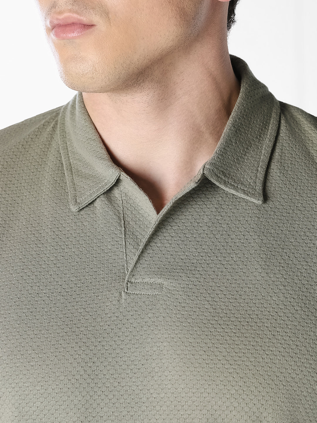 Jacquard Structured Polo - Green