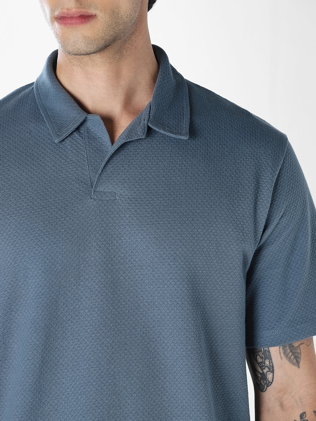 Jacquard Structured Polo - Blue