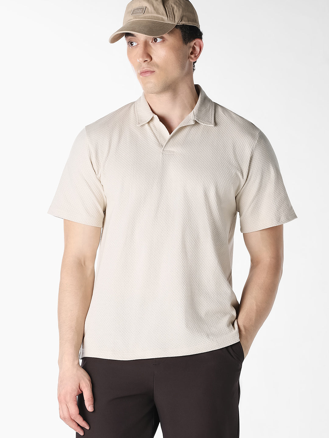 Jacquard Structured Polo - Off-White - S