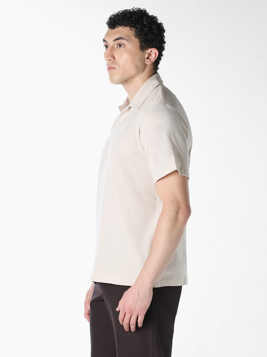 Jacquard Structured Polo - Off-White