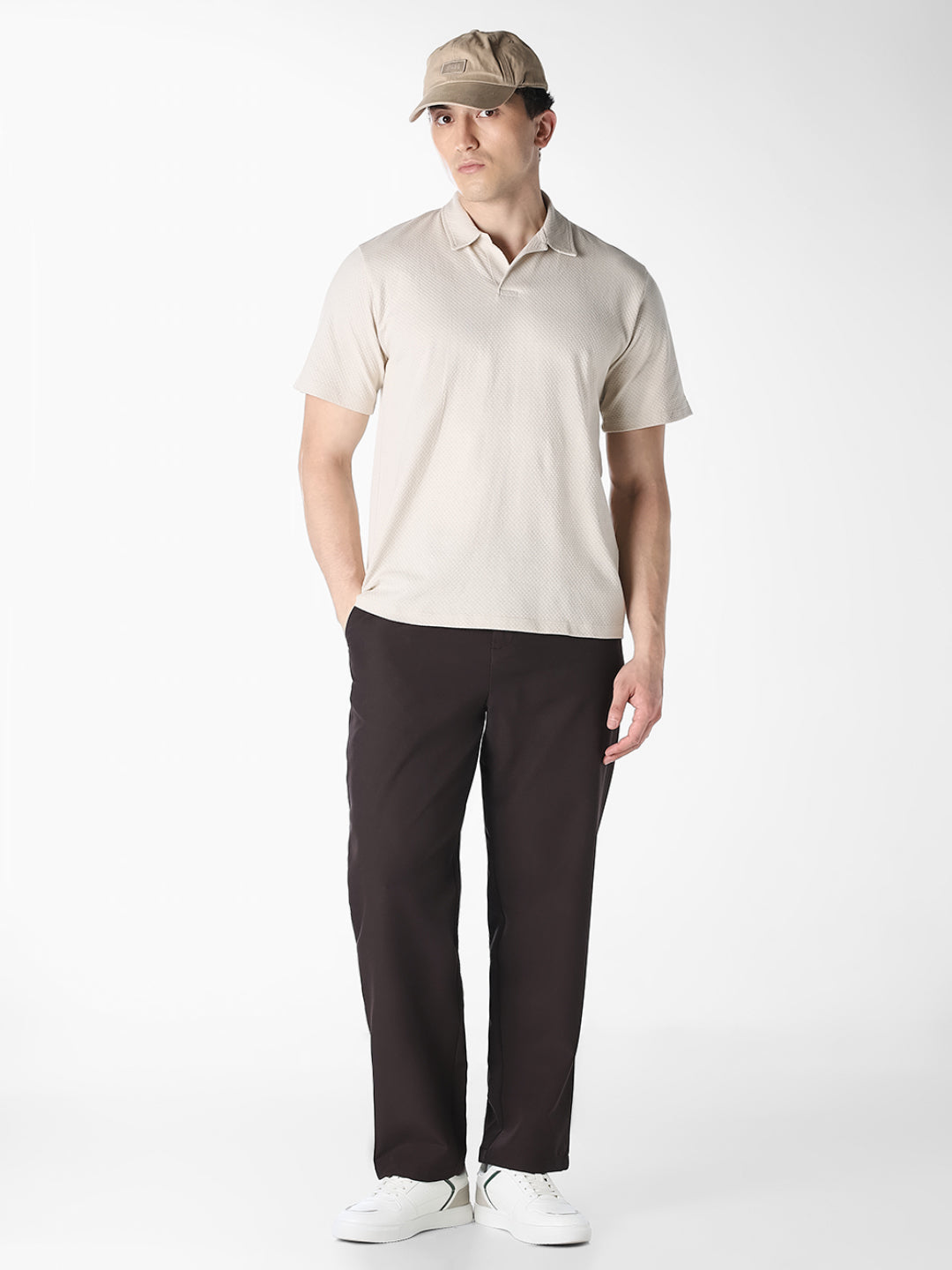 Jacquard Structured Polo - Off-White