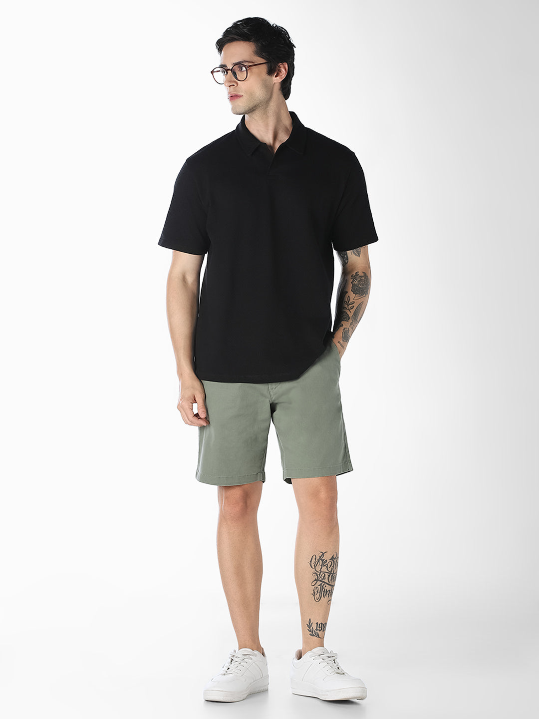 Jacquard Structured Polo - Black