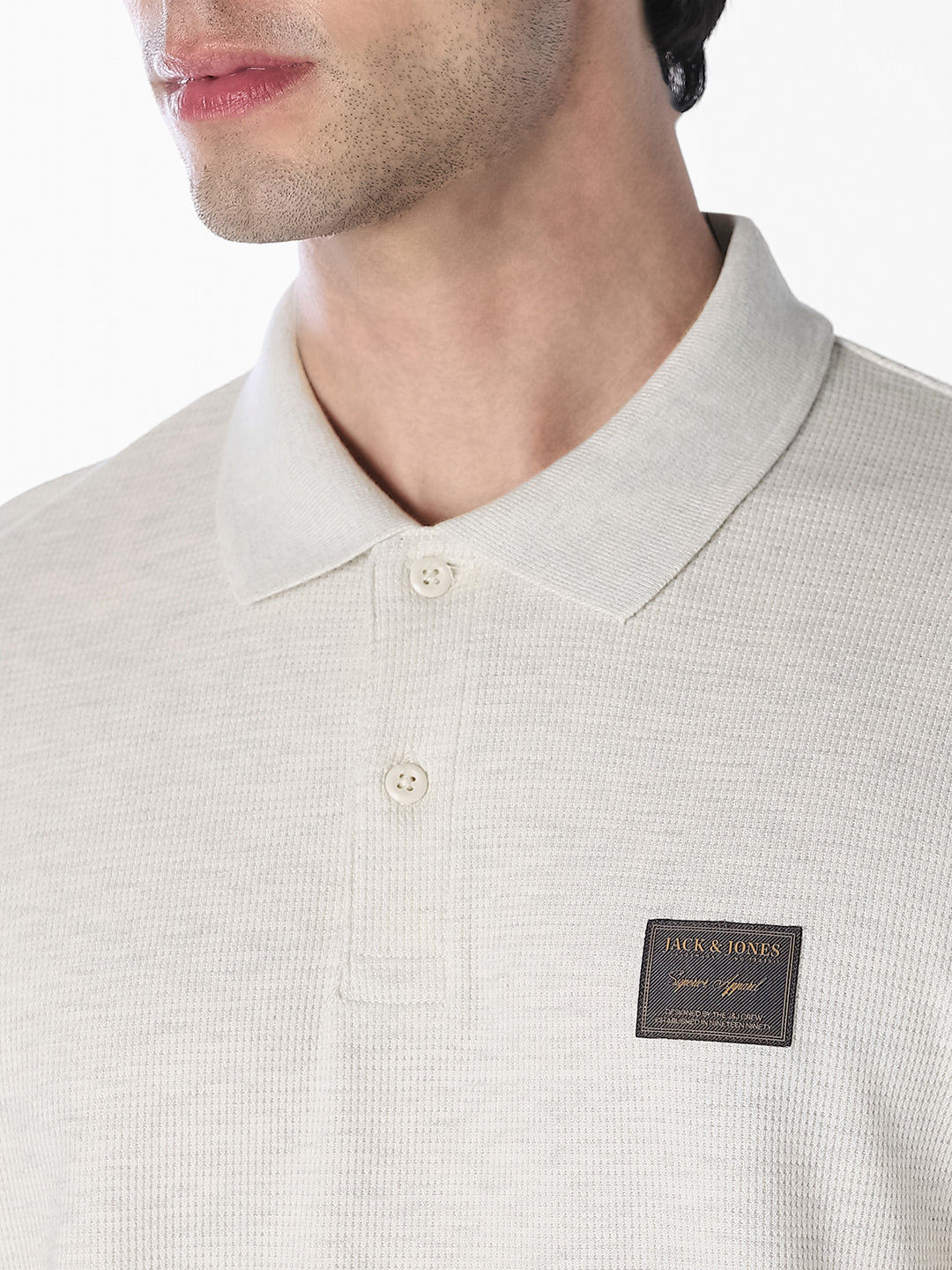Textured Regular Fit Polo - Off-White