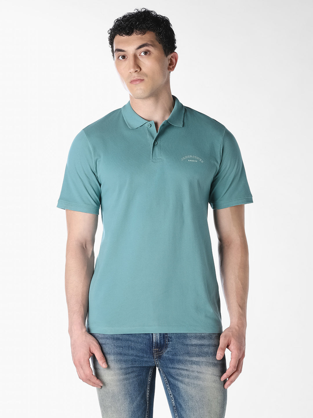 Blue Logo Print  Organic Cotton Polo