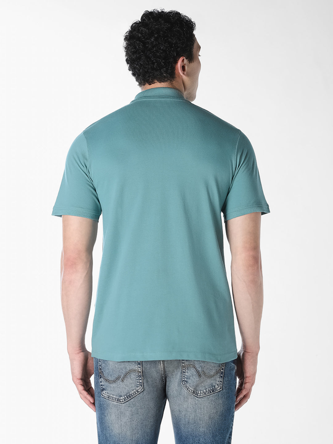 Blue Logo Print  Organic Cotton Polo