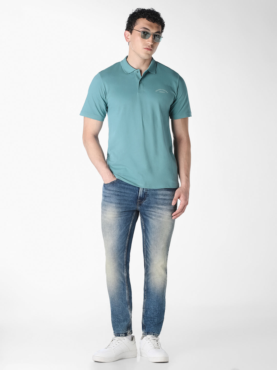 Blue Logo Print  Organic Cotton Polo