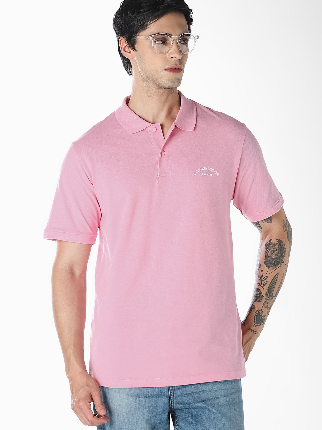 Pink Logo Print Organic Cotton Polo - L
