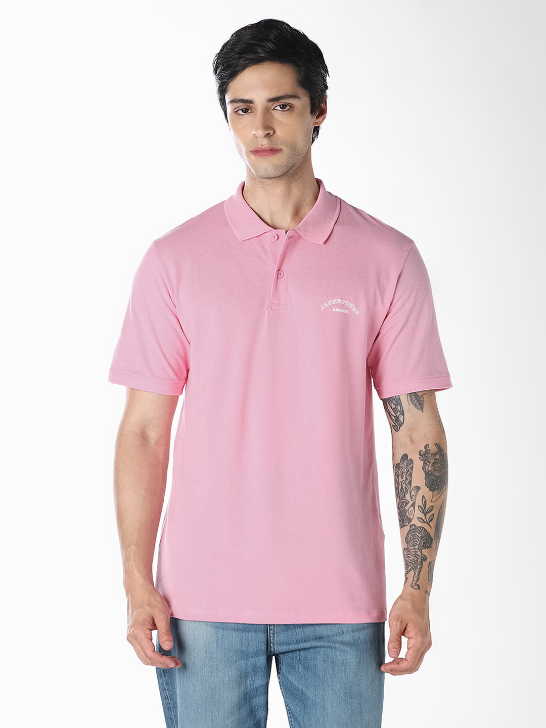 Pink Logo Print  Organic Cotton Polo