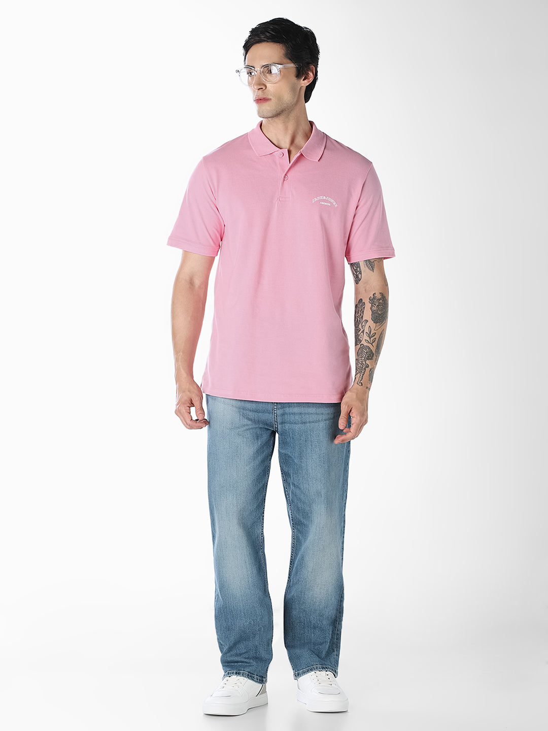 Pink Logo Print  Organic Cotton Polo