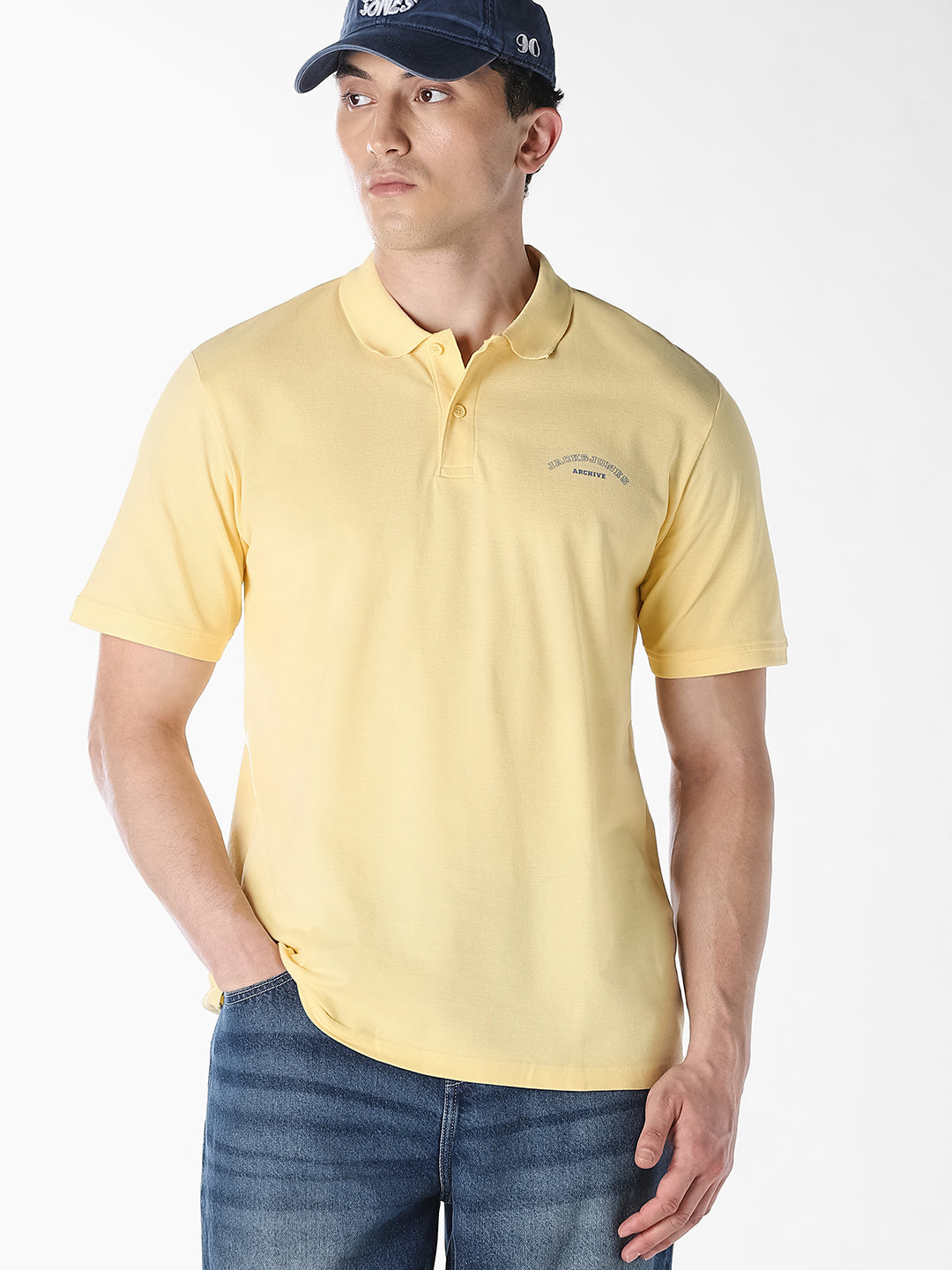 Yellow Logo Print Organic Cotton Polo - S