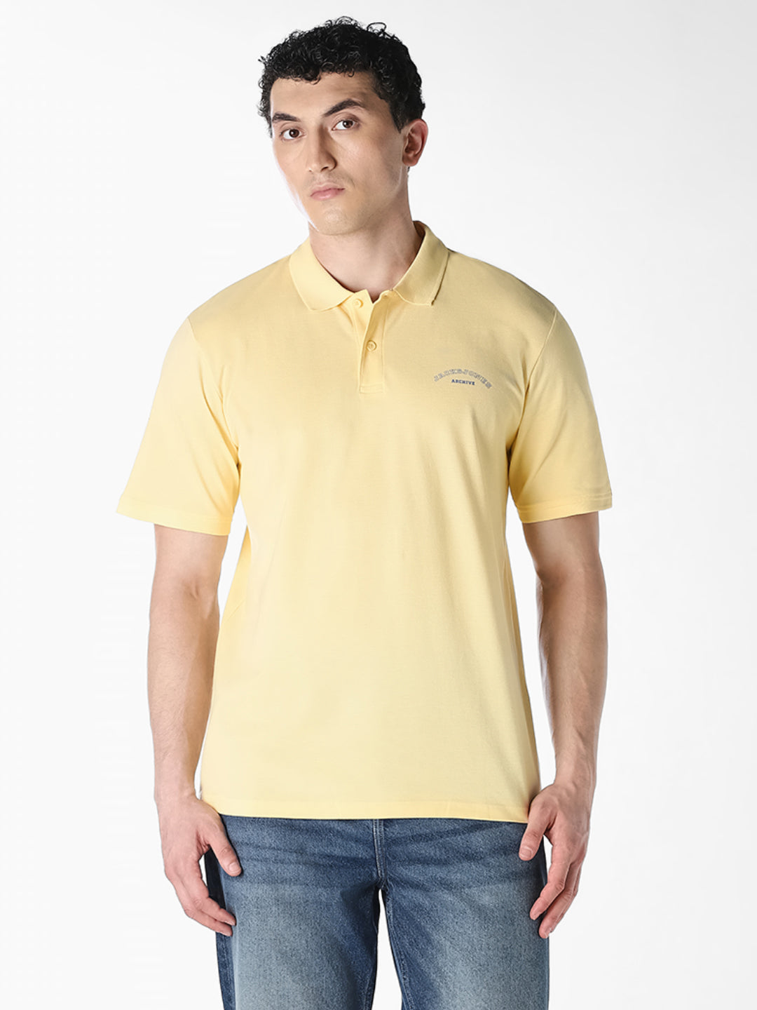 Yellow Logo Print  Organic Cotton Polo