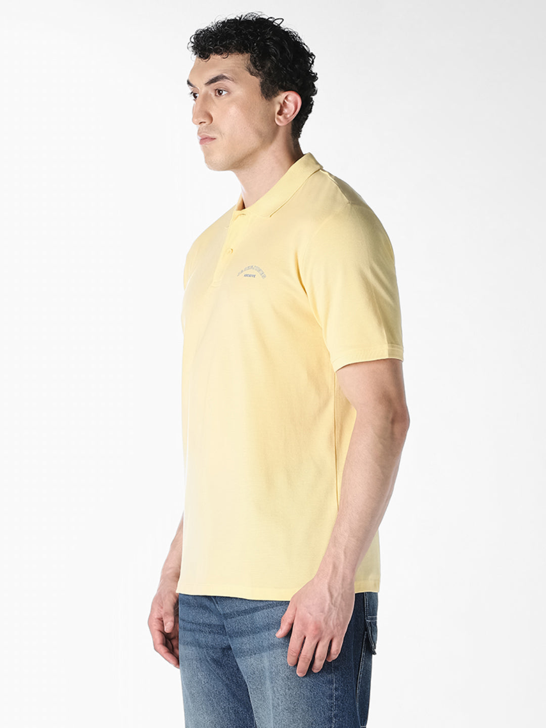 Yellow Logo Print  Organic Cotton Polo