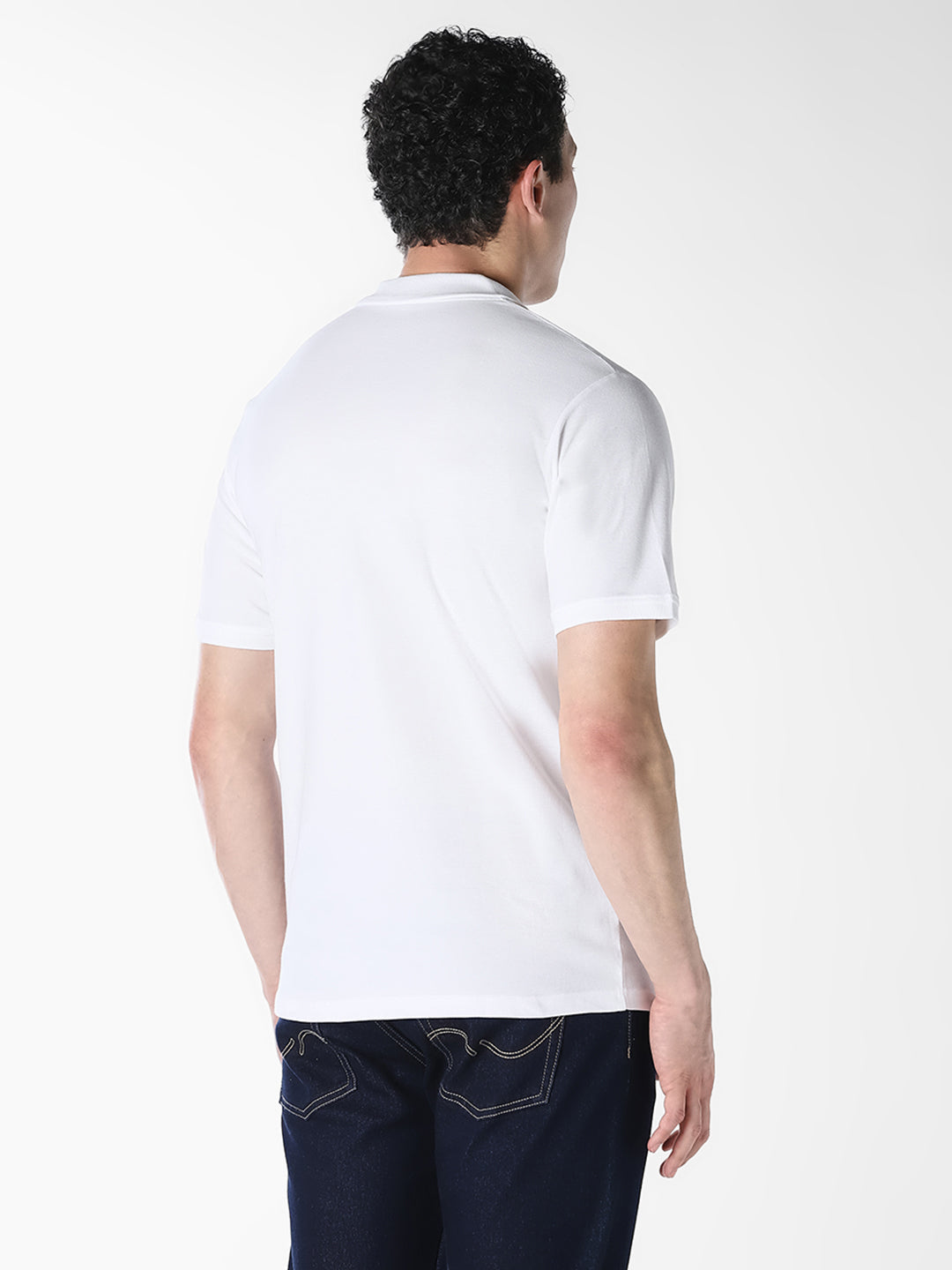 White Logo Print Organic Cotton Polo