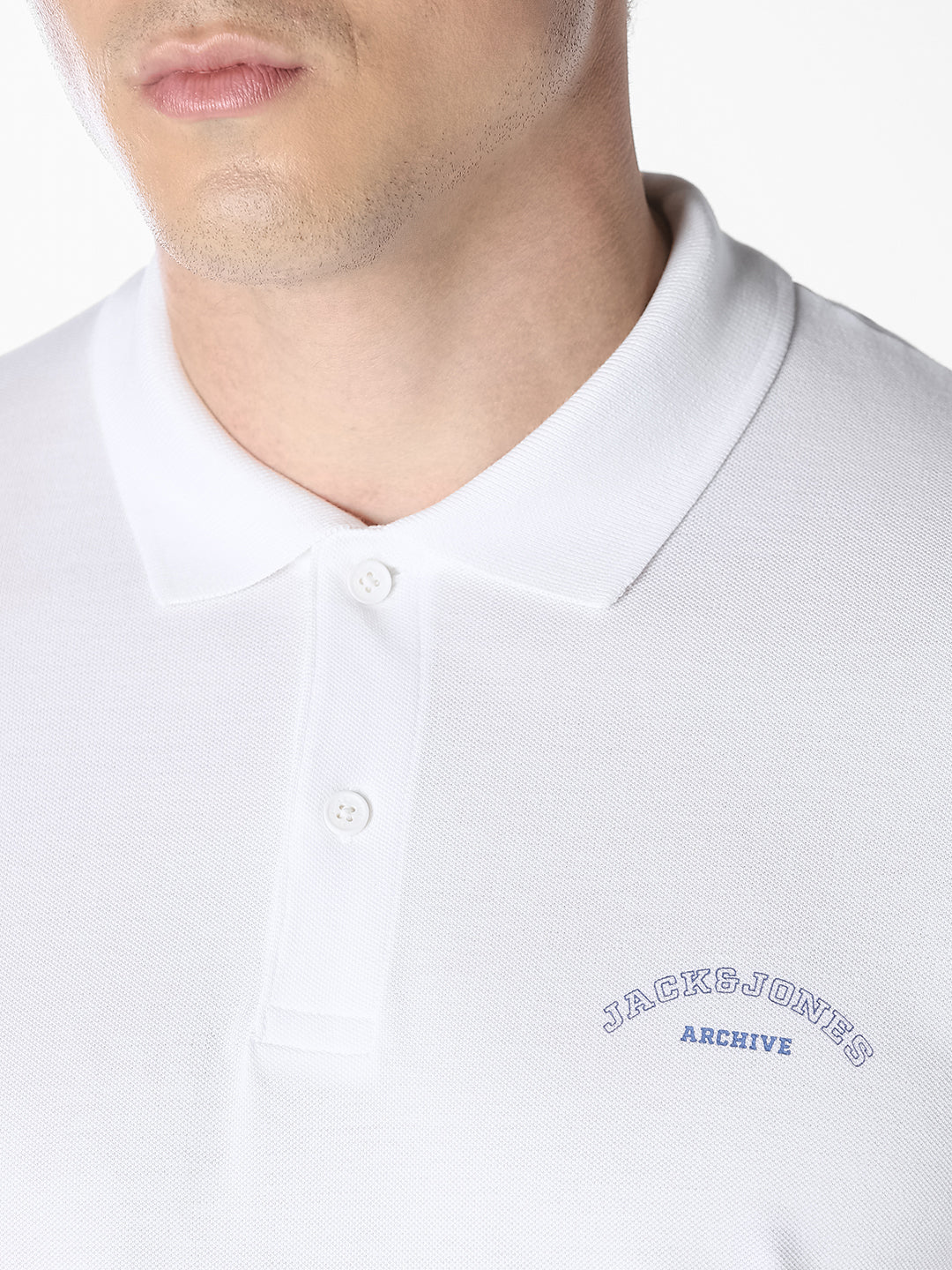 White Logo Print Organic Cotton Polo