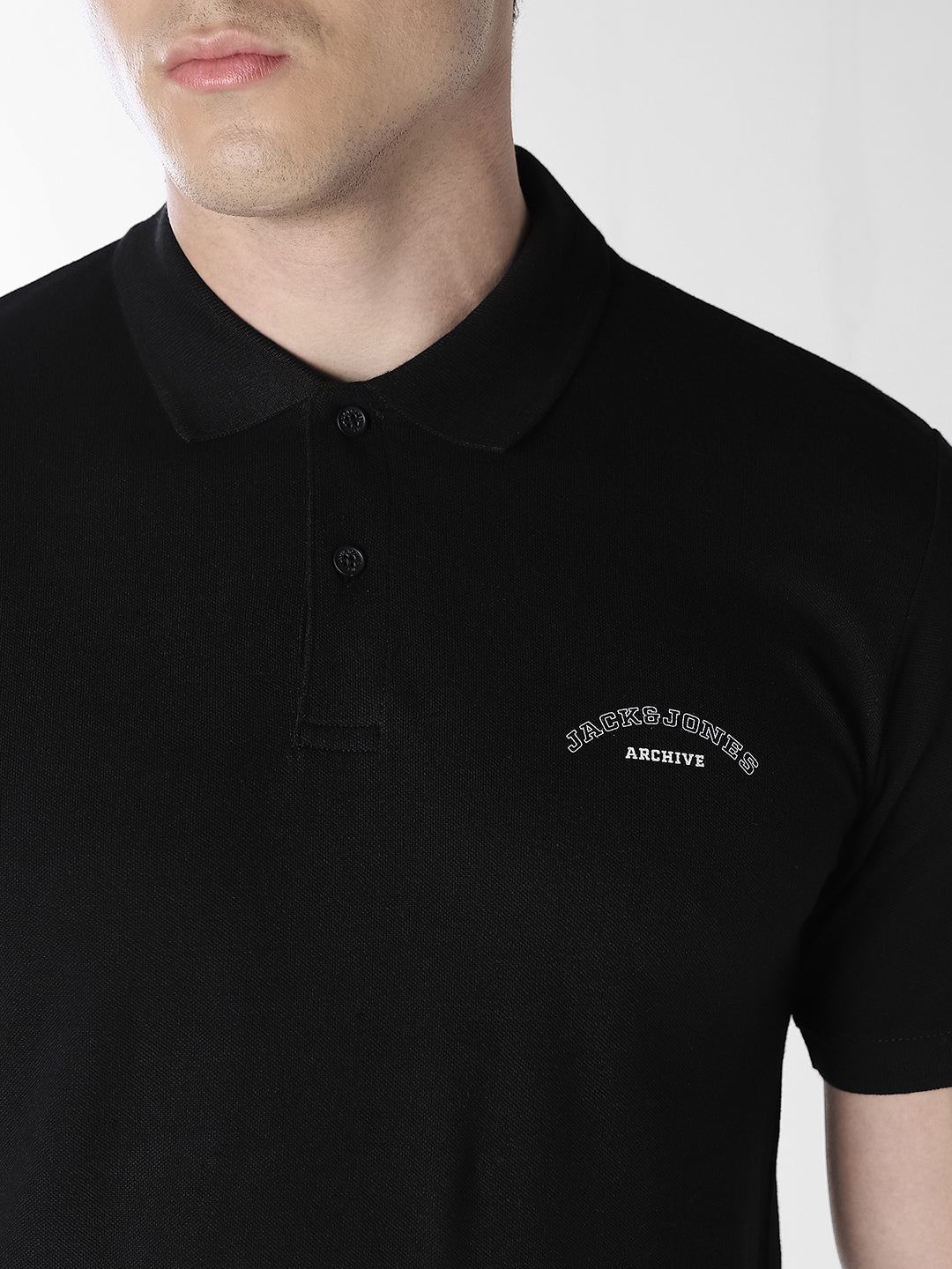 Black Logo Print Organic Cotton Polo
