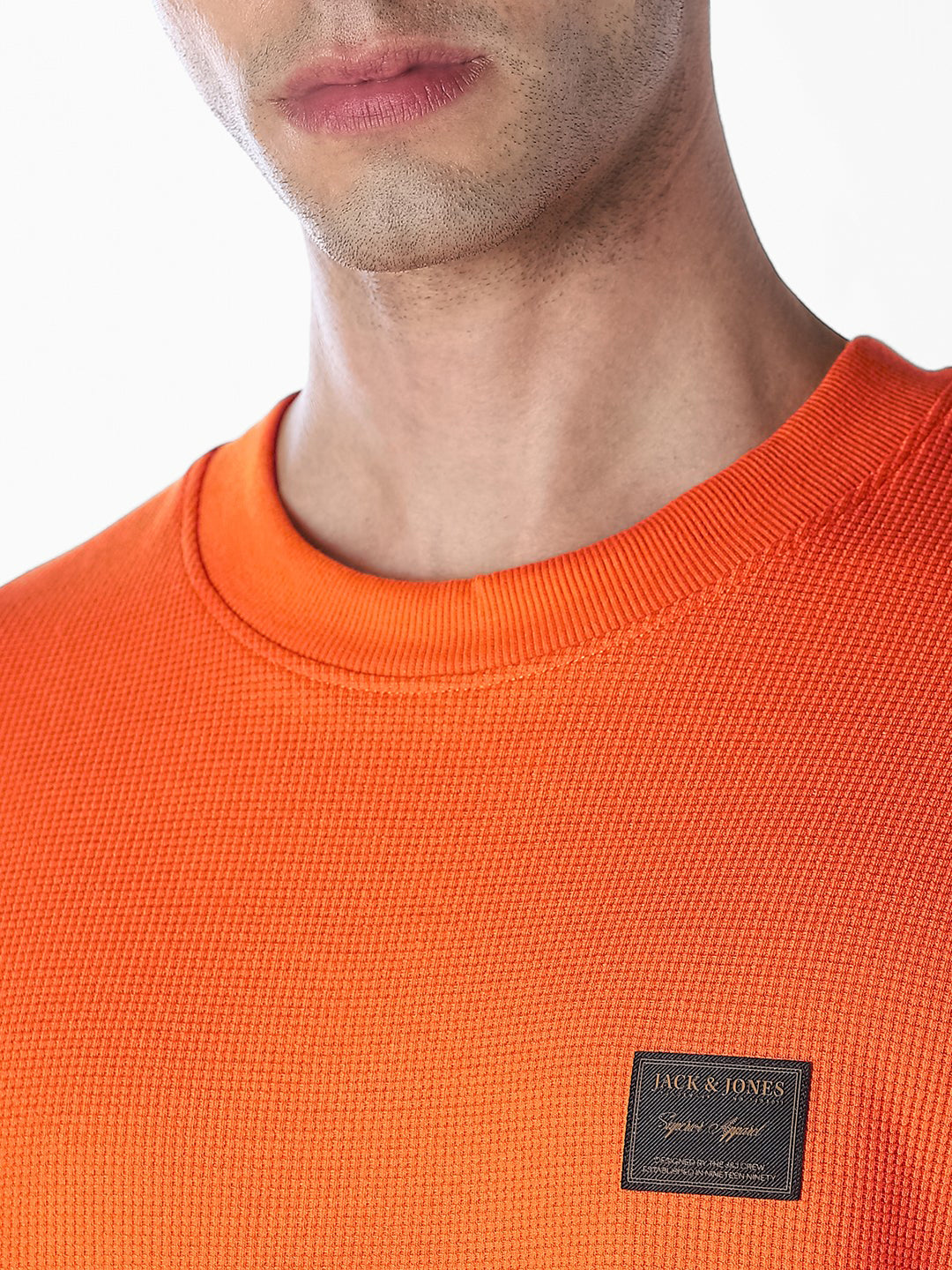 Orange Chest Patch Crew Neck T-shirt