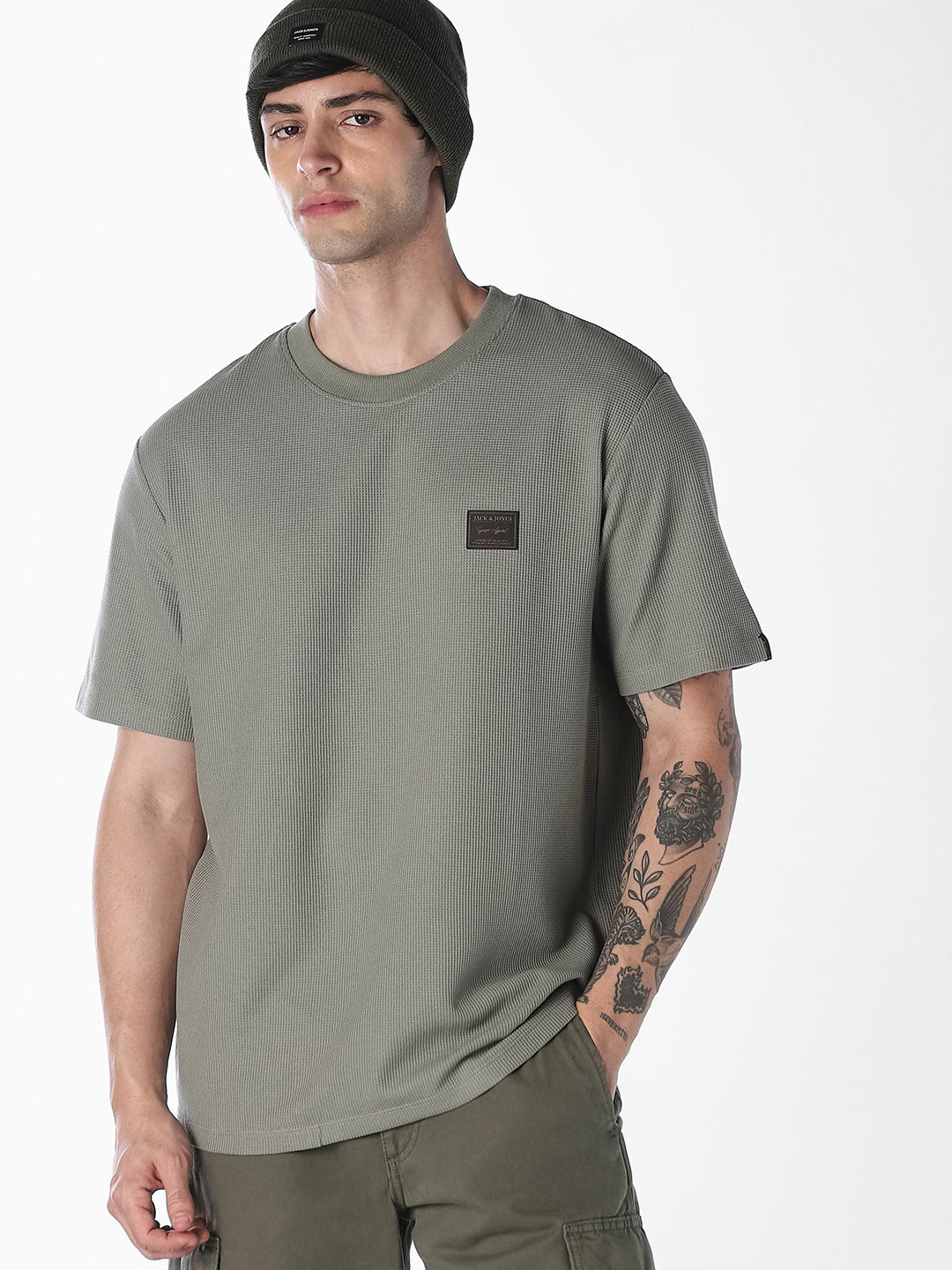 Green Chest Patch Crew Neck T-shirt - S