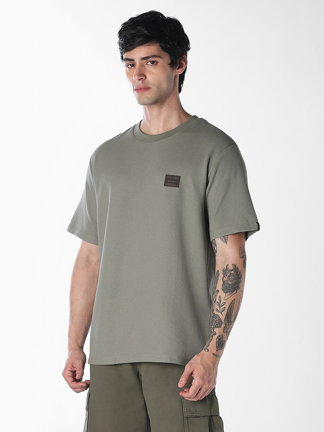 Green Chest Patch Crew Neck T-shirt