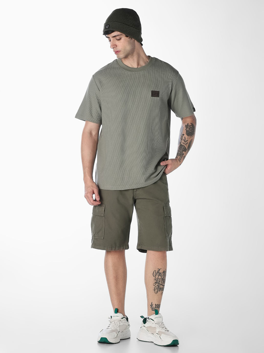 Green Chest Patch Crew Neck T-shirt