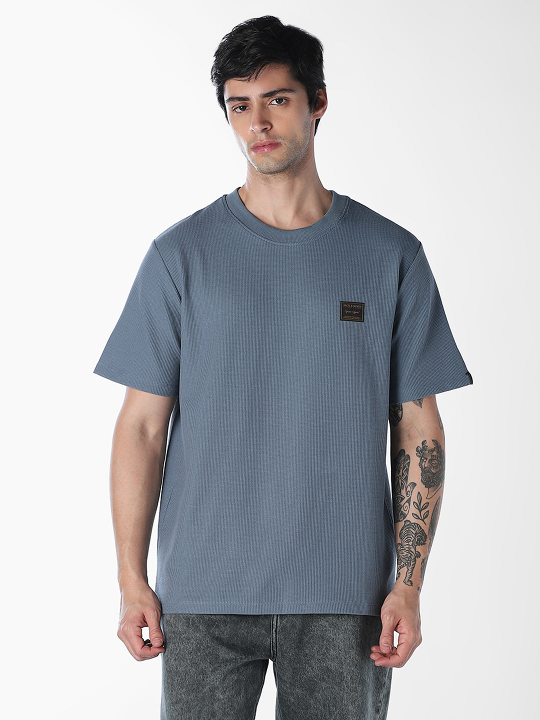 Blue Chest Patch Crew Neck T-shirt