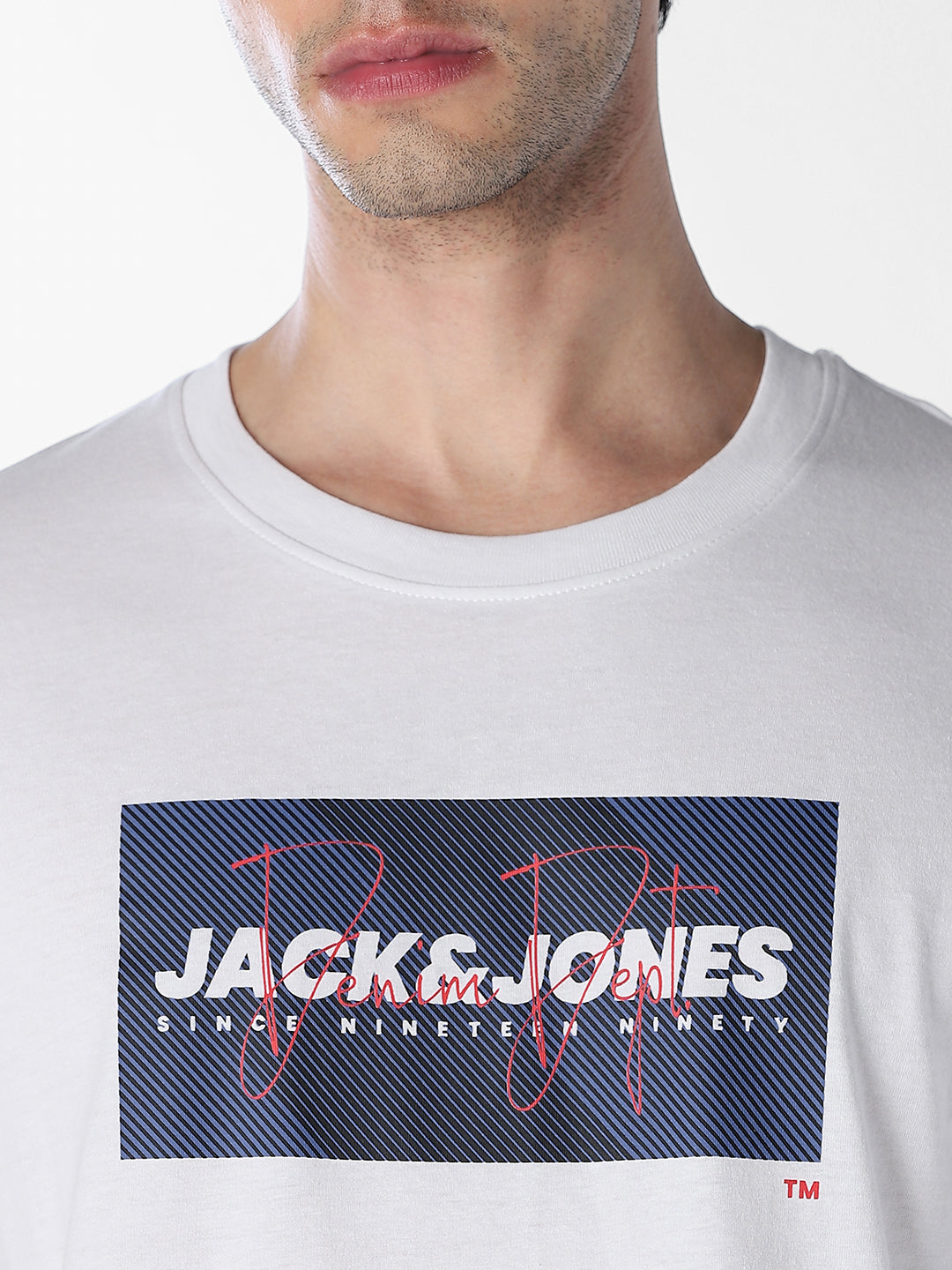 White Logo Print Cotton T-shirt