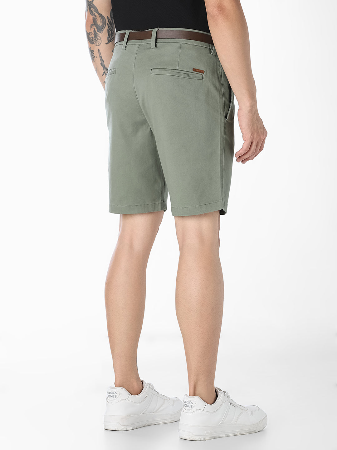 Green Belted Chino Shorts