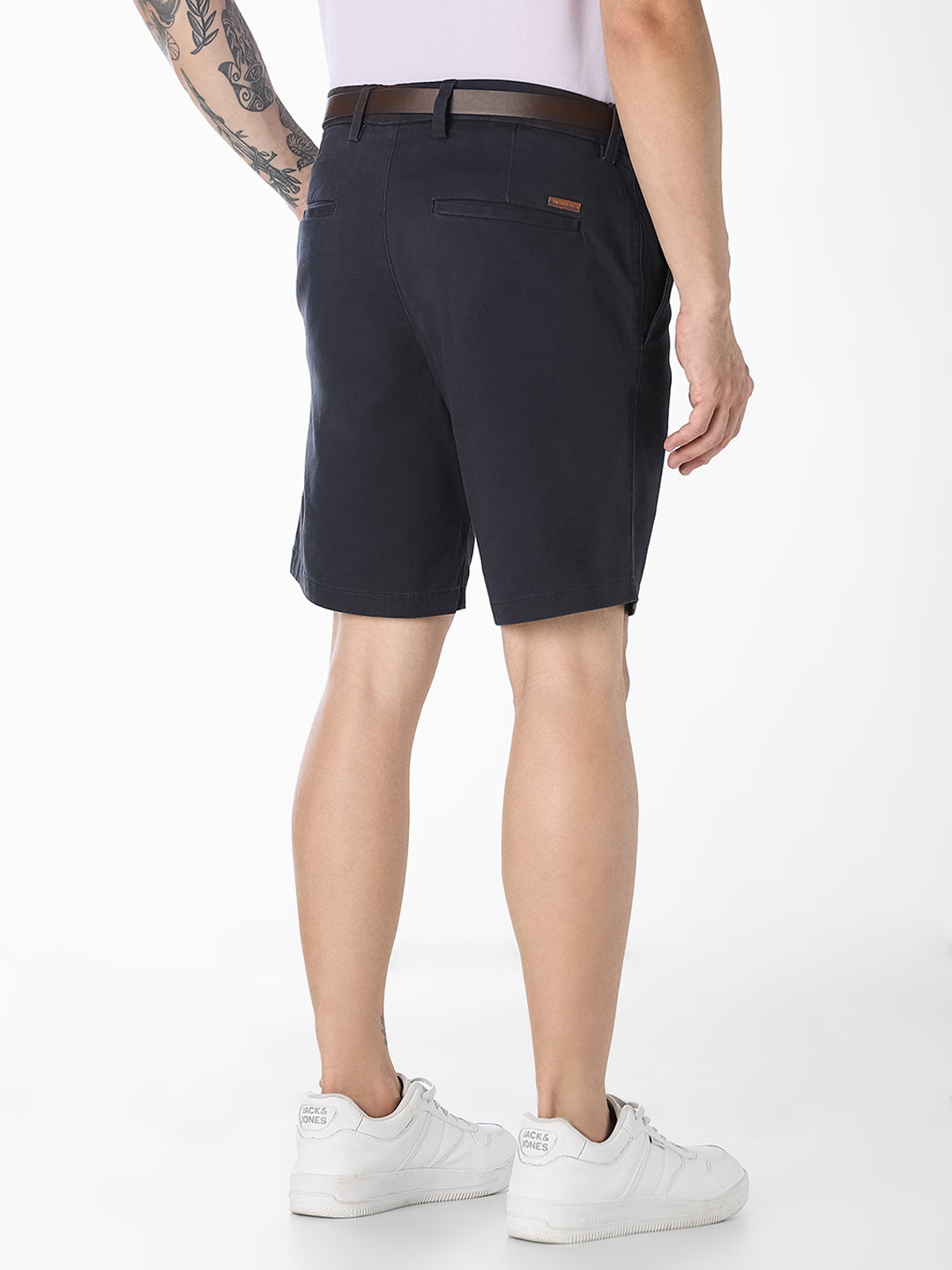 Dark Navy Belted Chino Shorts