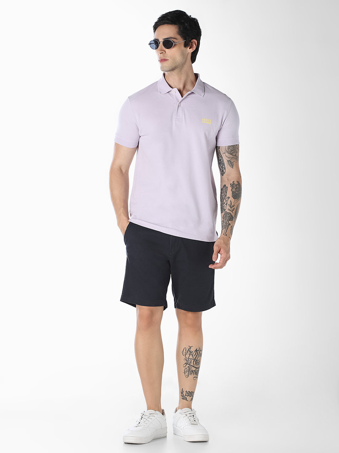 Dark Navy Belted Chino Shorts