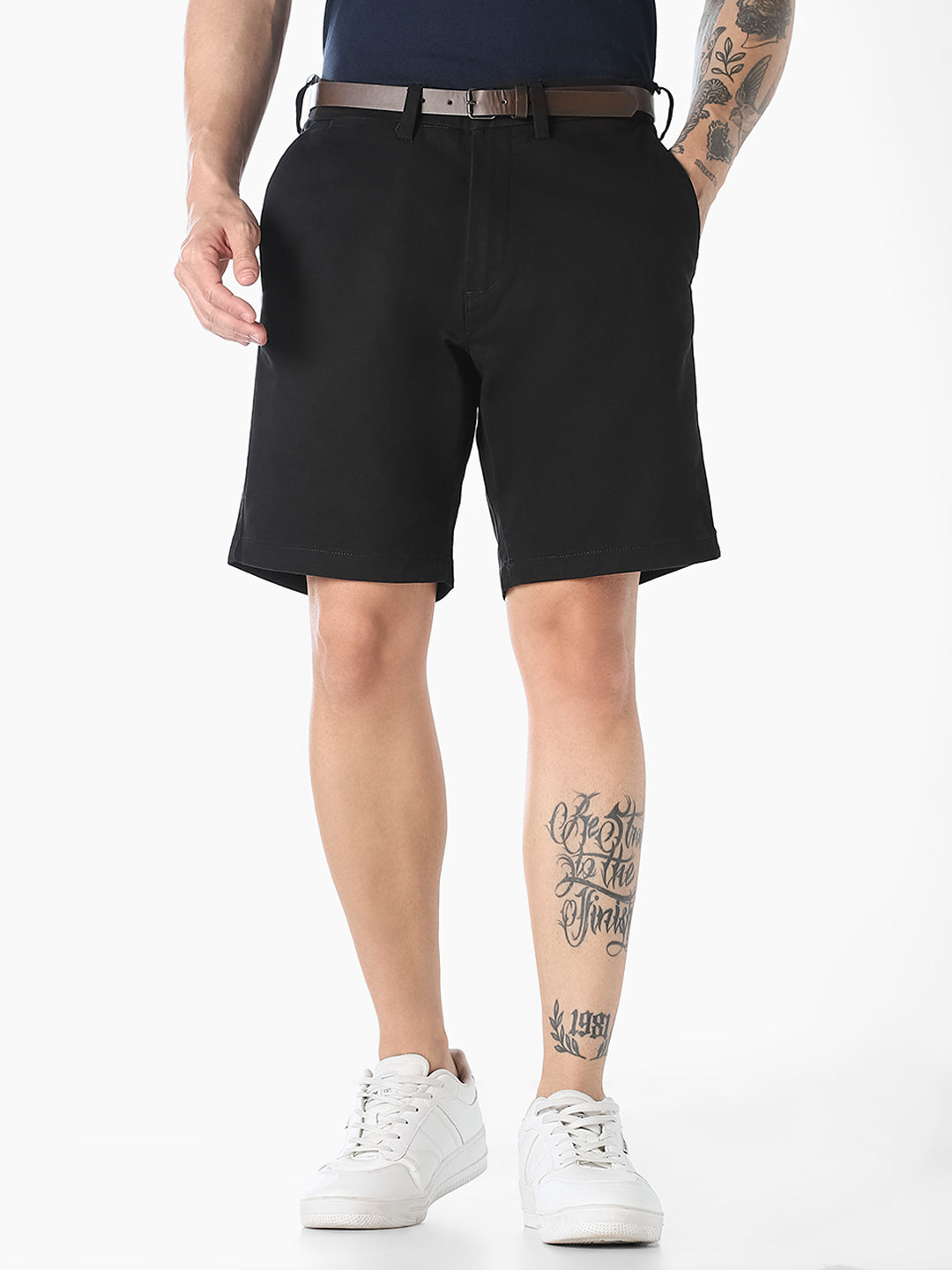 Black Belted Chino Shorts - S