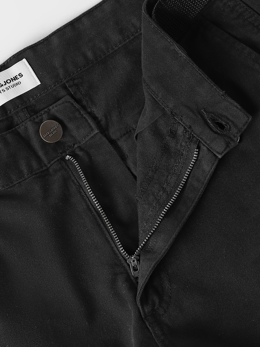 Black Belted Cotton Cargo Shorts