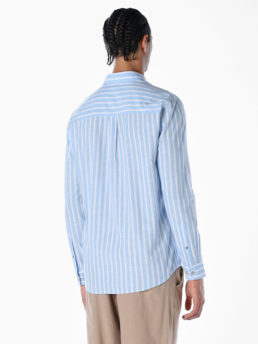 Striped Cotton Slub Shirt - Blue