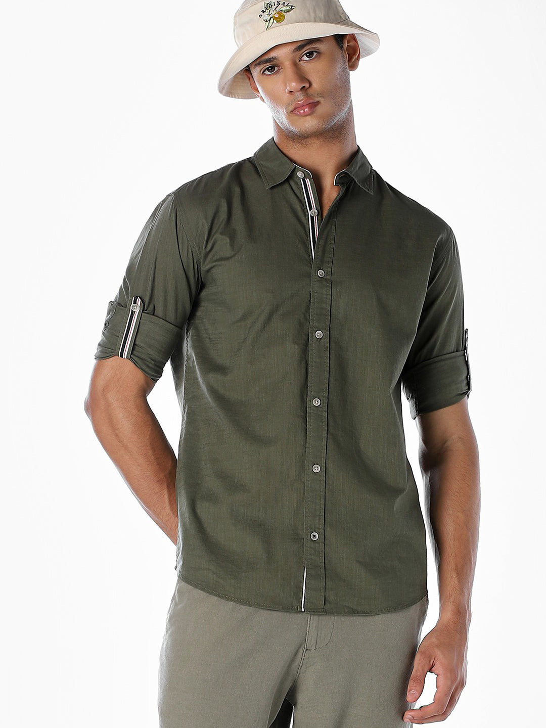 Cotton Slub Full Sleeves Shirt - M