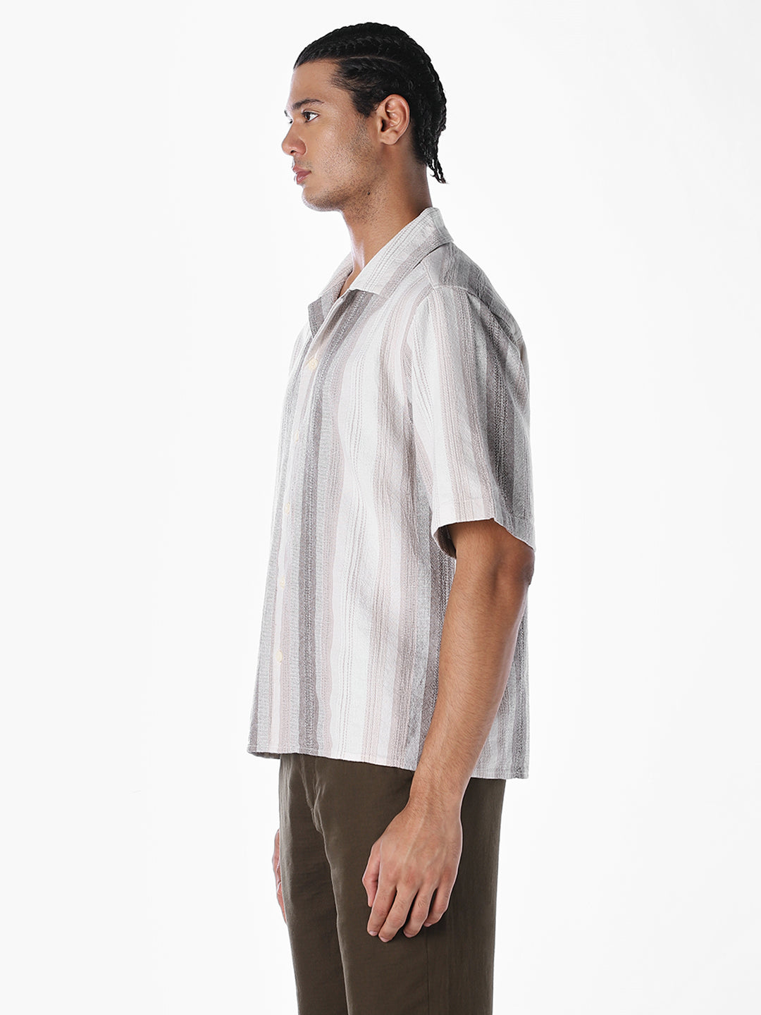 Striped Dobby Resort Collar Shirt