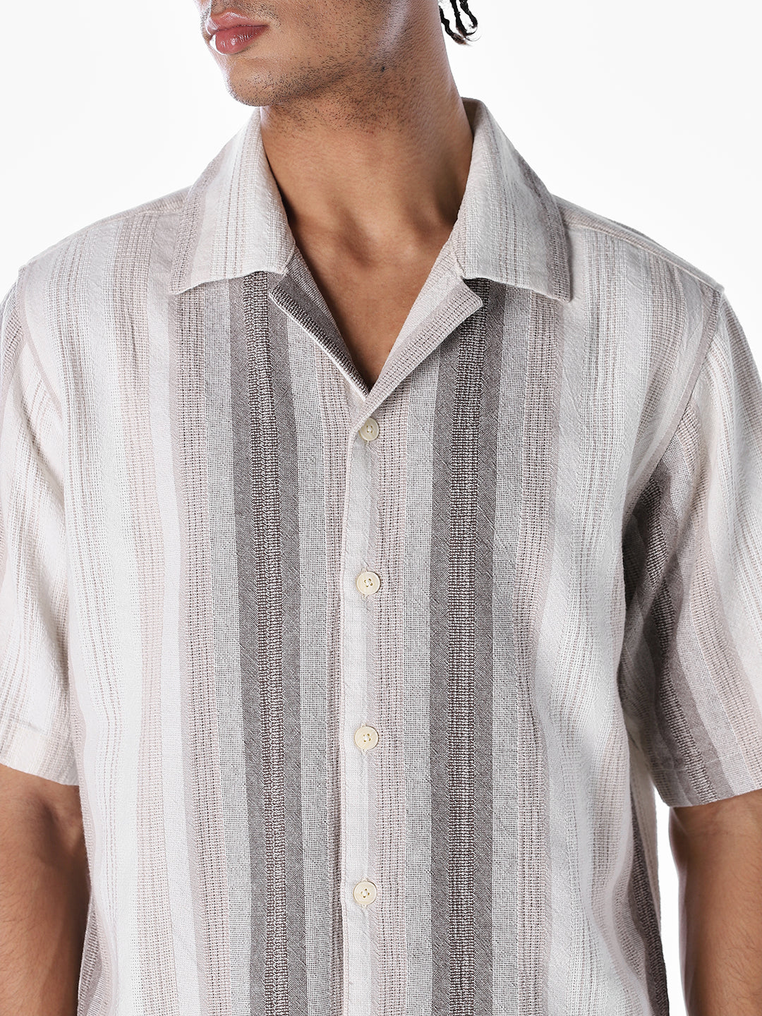 Striped Dobby Resort Collar Shirt