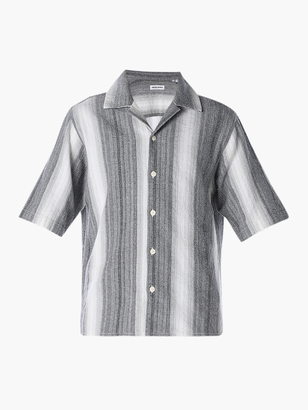Striped Dobby Resort Collar Shirt - Black