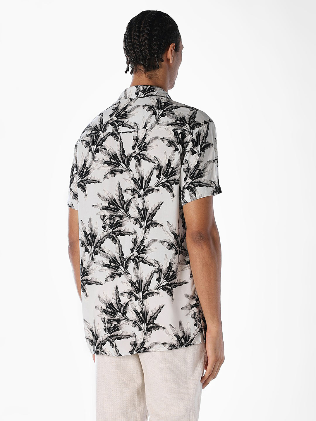 Printed Resort Collar Comfort Fit Shirt - Grey