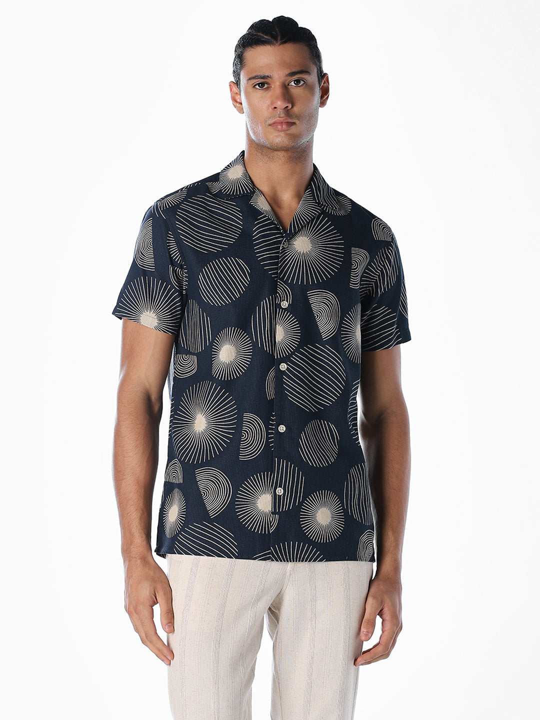 Printed Comfort Fit Shirt - Dark Blue