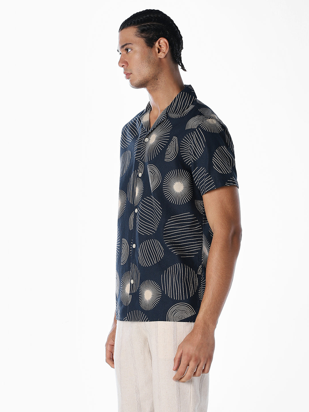 Printed Comfort Fit Shirt - Dark Blue
