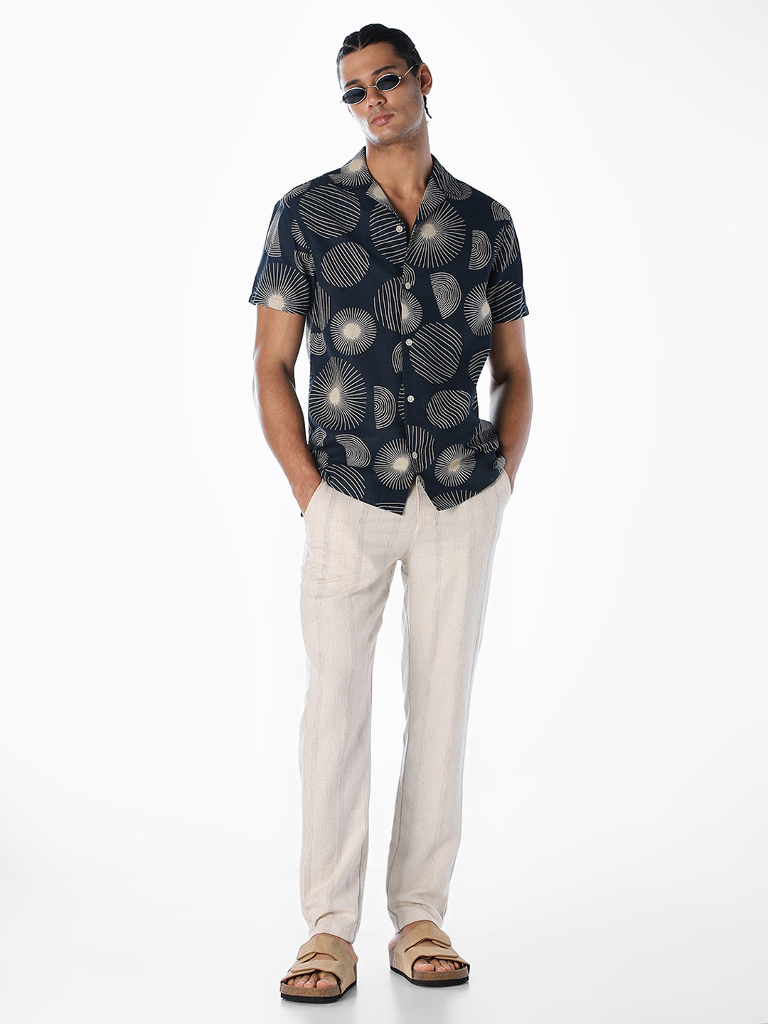 Printed Comfort Fit Shirt - Dark Blue