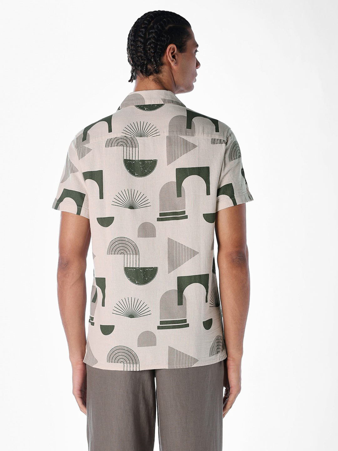 Printed Comfort Fit Shirt - Light Beige