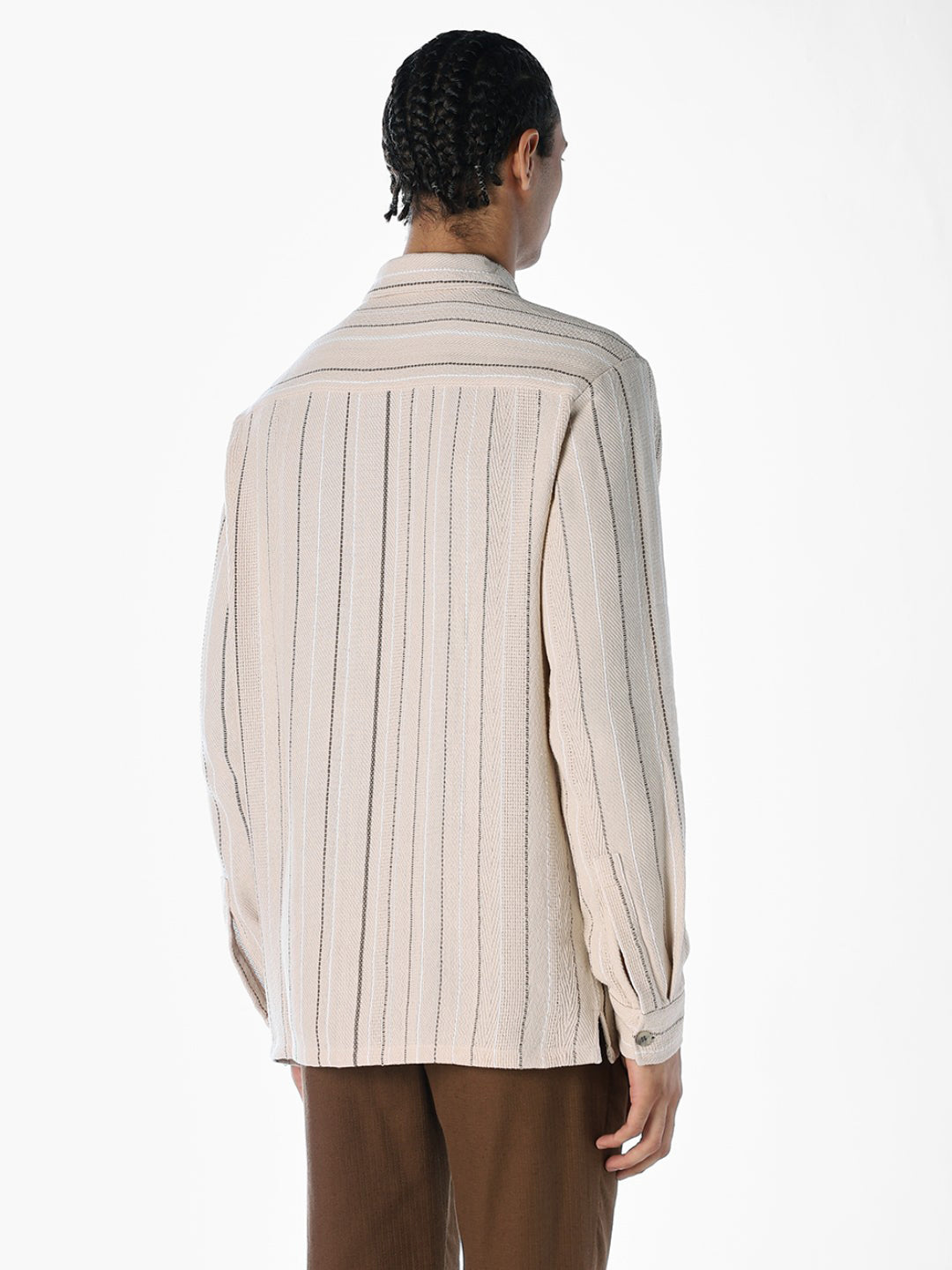 Striped Comfort Fit Shirt - Beige