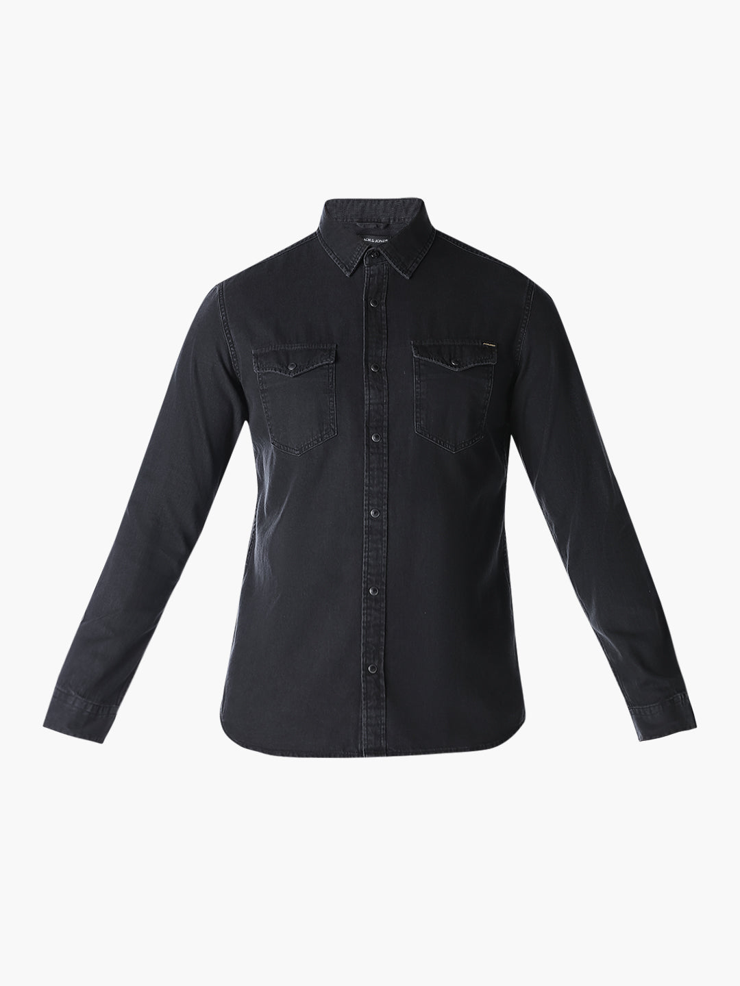 Black Slim Fit Denim Shirt