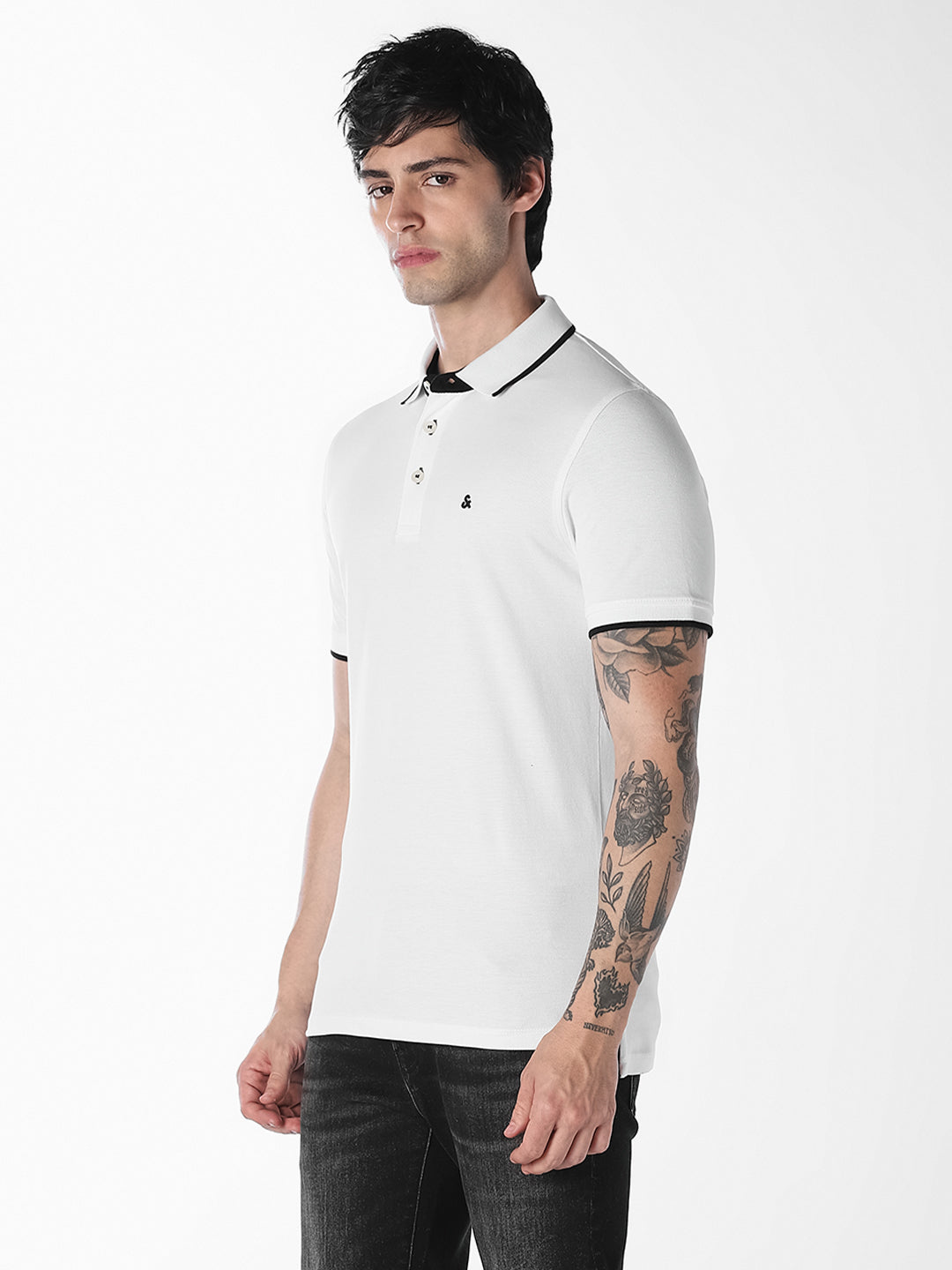 White Contrast Tipping Organic Cotton Polo
