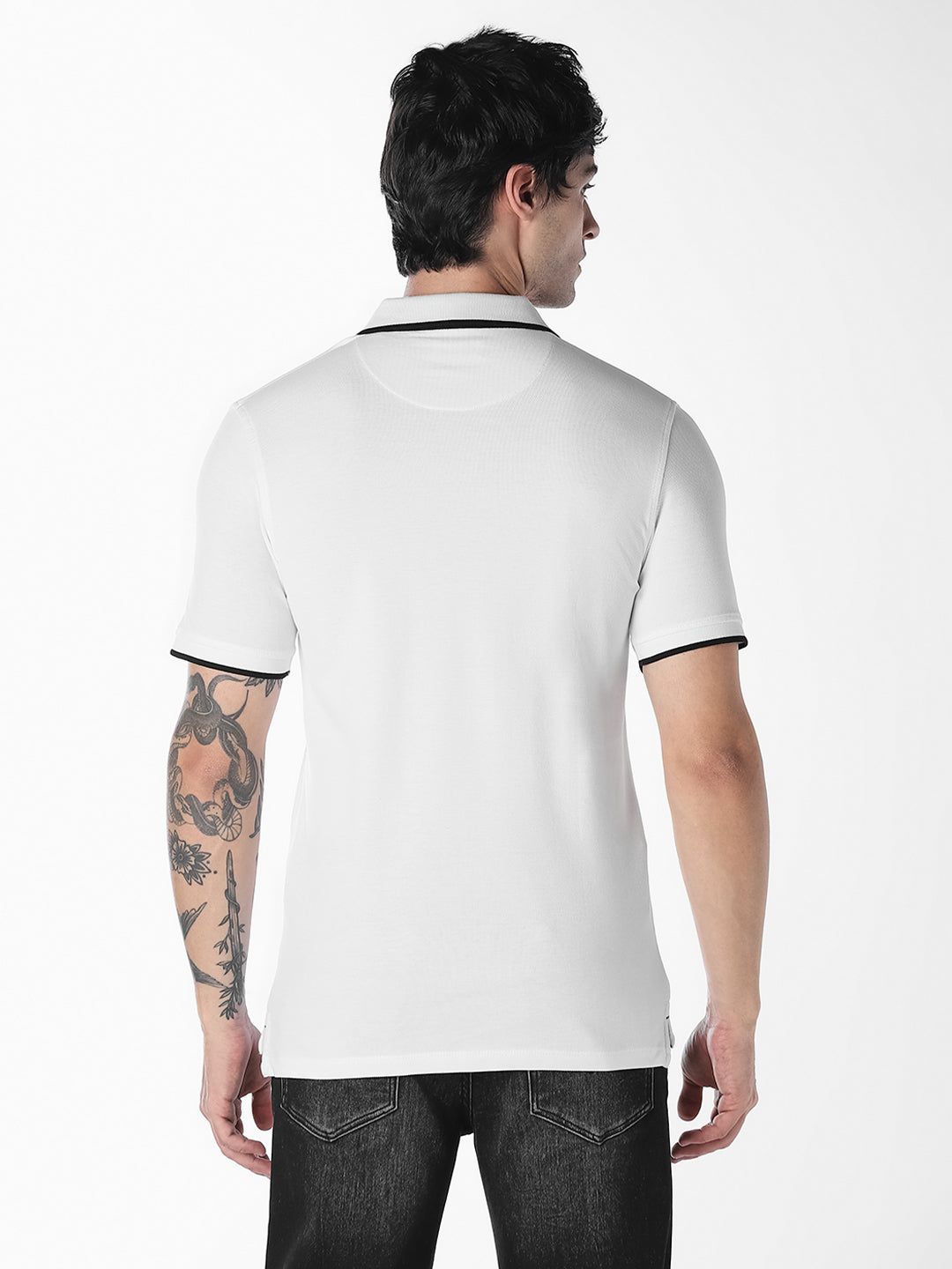 White Contrast Tipping Organic Cotton Polo