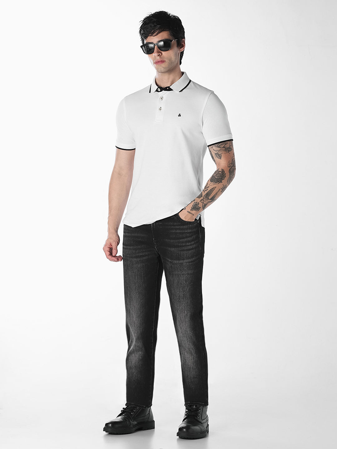 White Contrast Tipping Organic Cotton Polo
