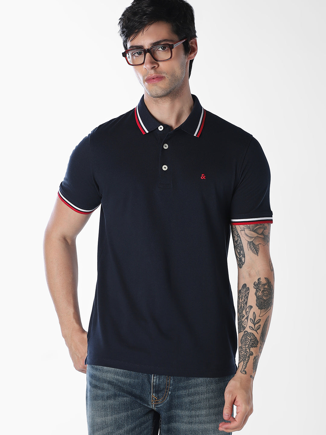 Navy Contrast Tipping Organic Cotton Polo