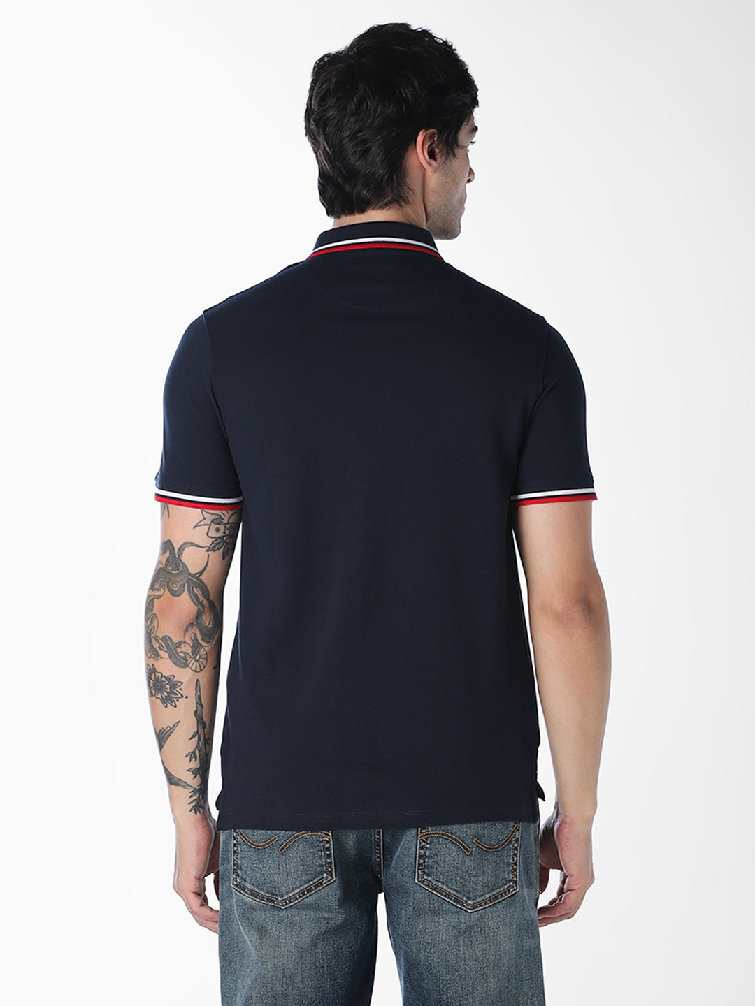 Navy Contrast Tipping Organic Cotton Polo