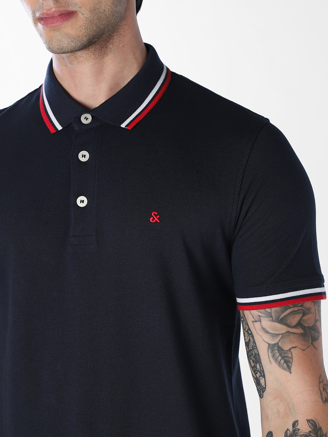 Navy Contrast Tipping Organic Cotton Polo