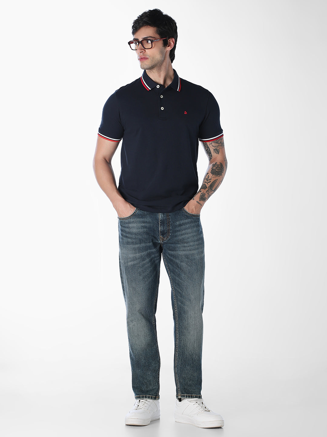 Navy Contrast Tipping Organic Cotton Polo