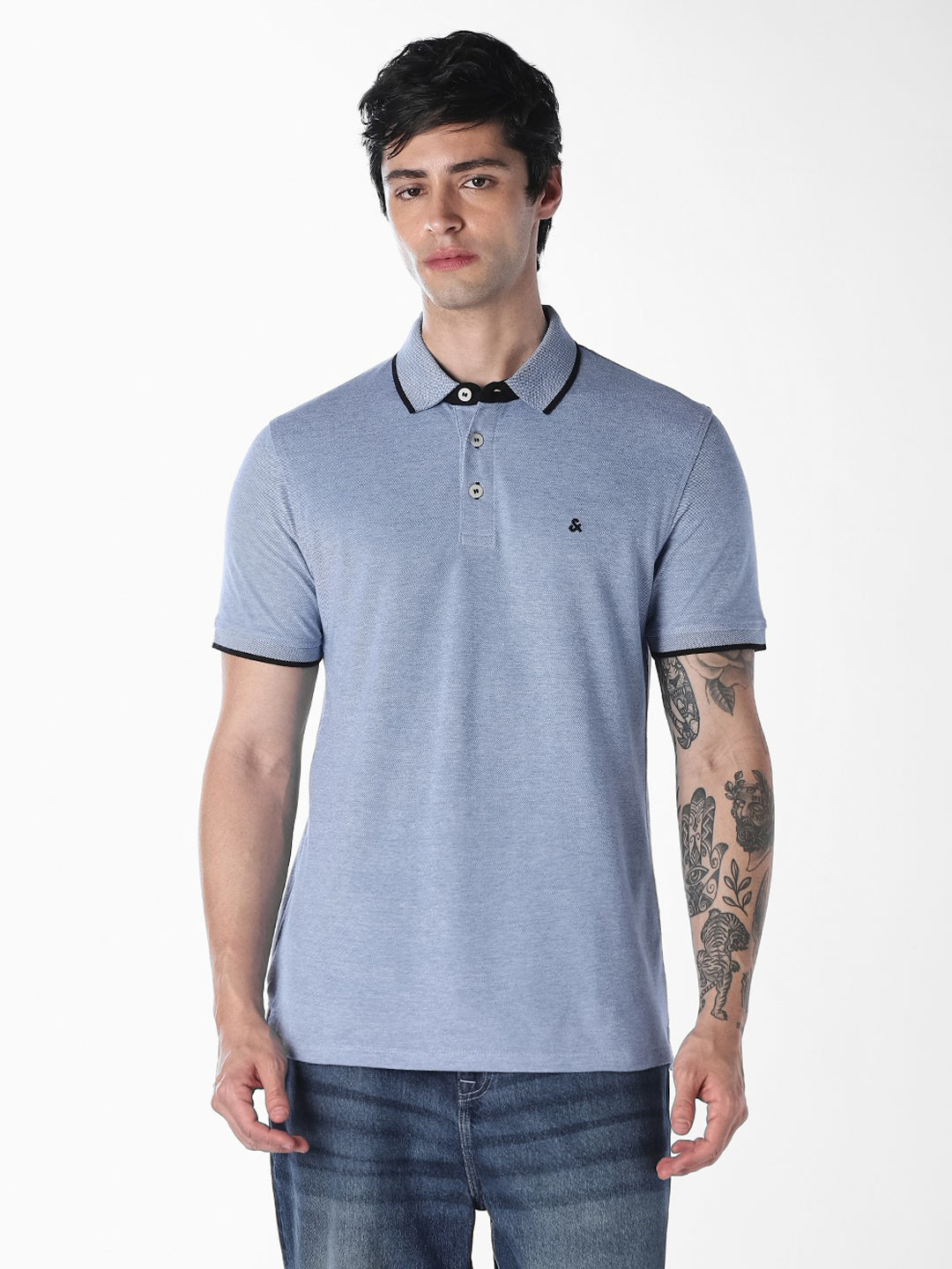 Men's Organic Cotton Slim Fit Polo T-Shirt - Bright Cobalt
